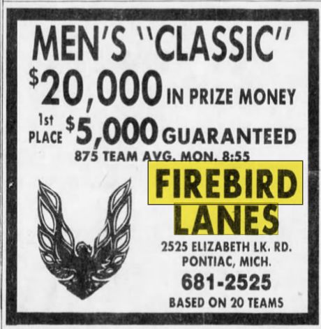Firebird Lanes (Huron Bowl, JBs Lounge) - Aug 1980 Ad (newer photo)
